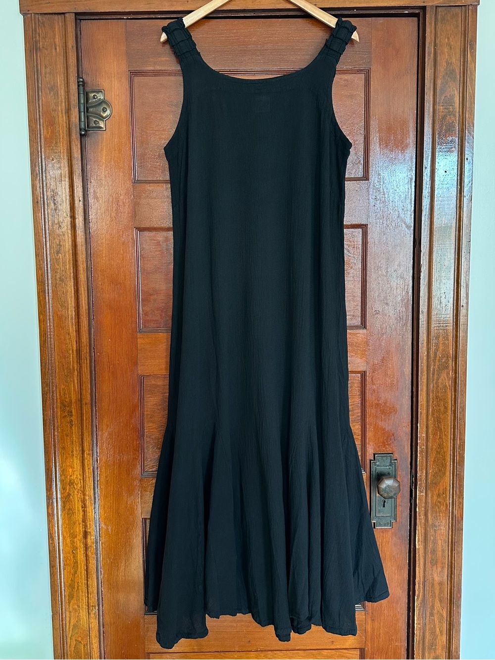 Oh My Gauze Black Crinkle Gauze Sleeveless Maxi Dress Size Large / XL Lagenlook